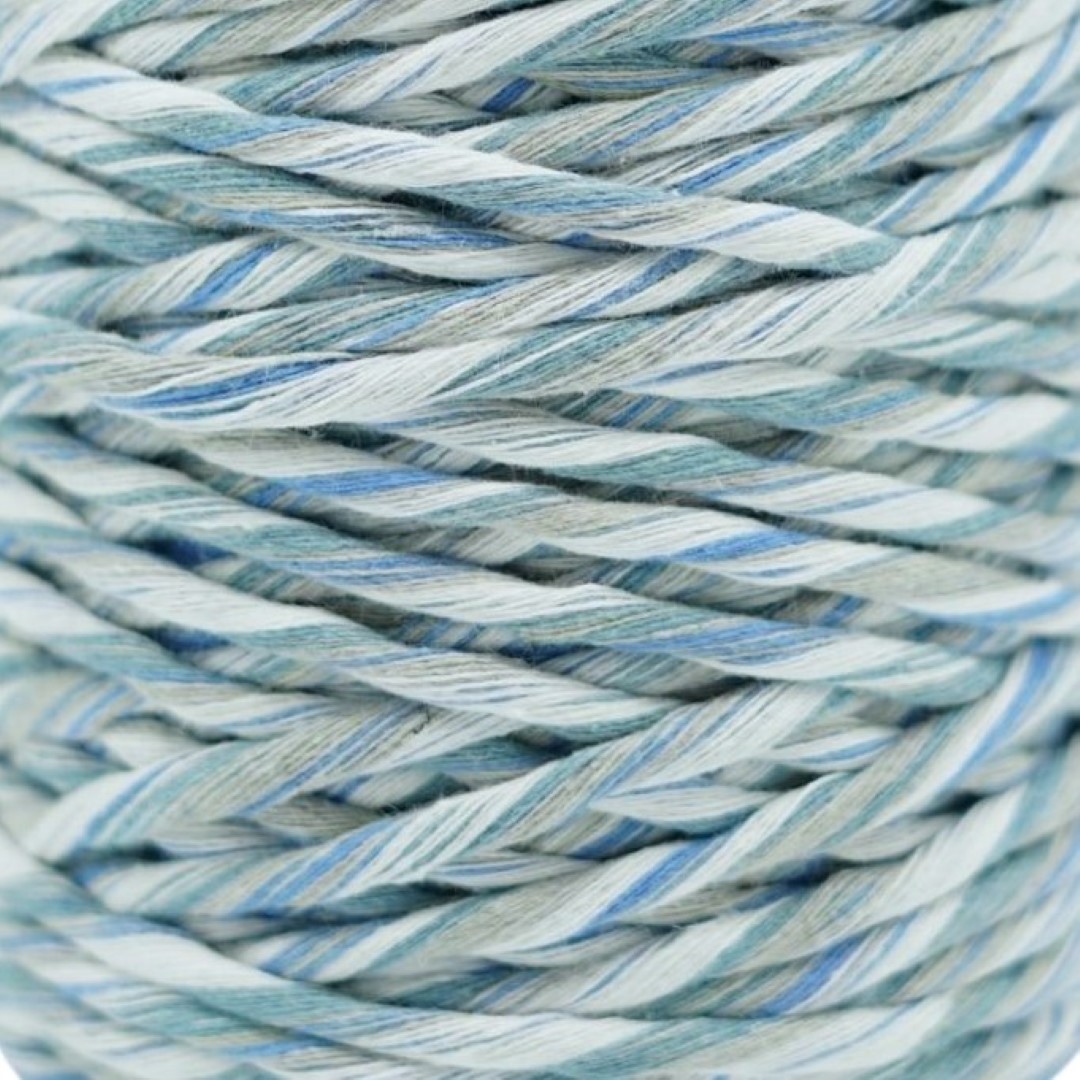 BLAU MELANGE Makramee Garn 4mm 100m Makrameegarn 3 mm blau melange