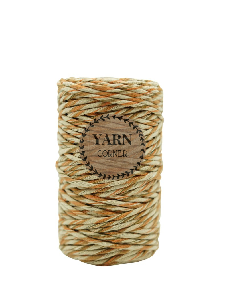 BRAUN MELANGE Makramee Garn 4mm 100m Makrameegarn 3mm mehrfarbig