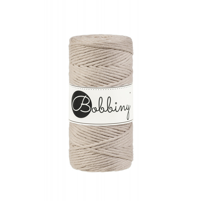 BEIGE Bobbiny Makramee Garn 3mm 100m Makramee garn 3mm beige