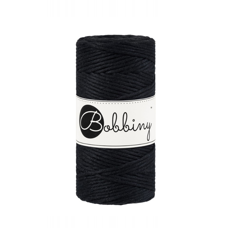 SCHWARZ Bobbiny Makramee Garn 3mm 100m Bobbiny Makrameegarn schwarz