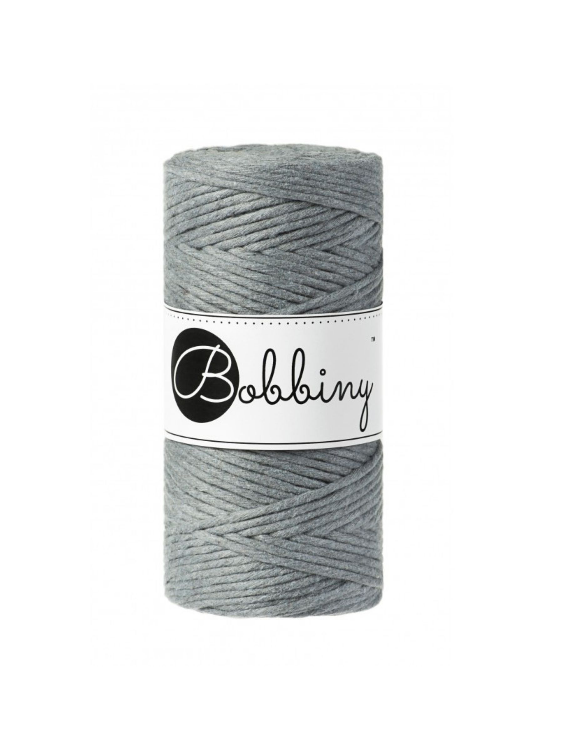 STEEL Bobbiny Makramee Garn 3mm 100m Bobbiny Makrameegarn - steel