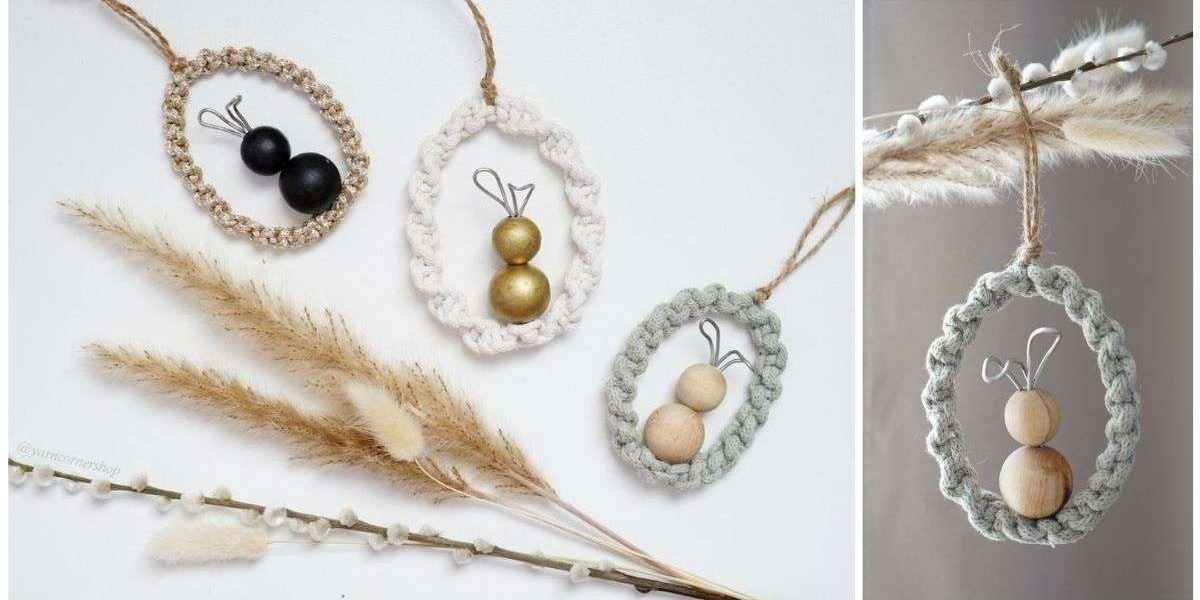 Kostenlose Anleitung: Makramee Osteranhänger mit Hase