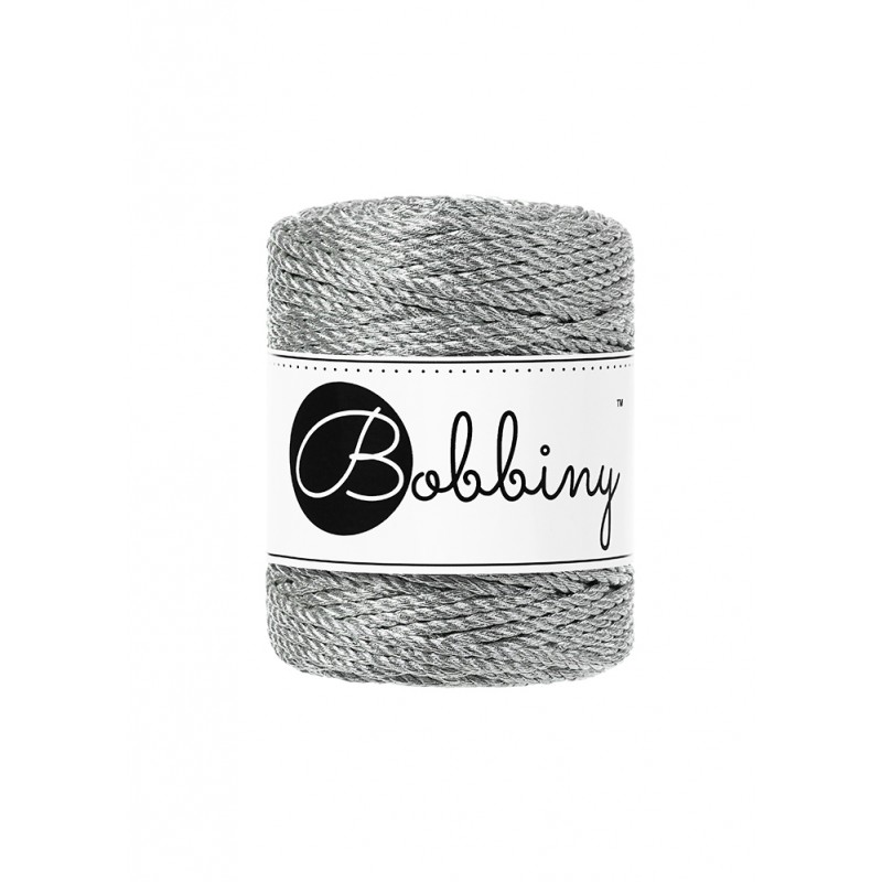 METALLIC SILVER – Bobbiny Makramee Schnur 3mm 50m bobbiny metalic silber