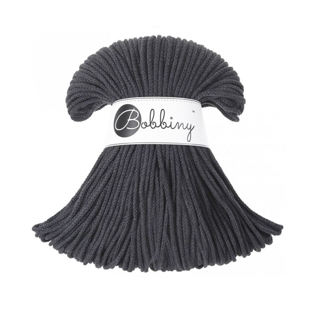 Bobbiny 3mm Junior Baumwollkordel 100m – CHARCOAL bobbiny flechtkordel 3mm charcoal