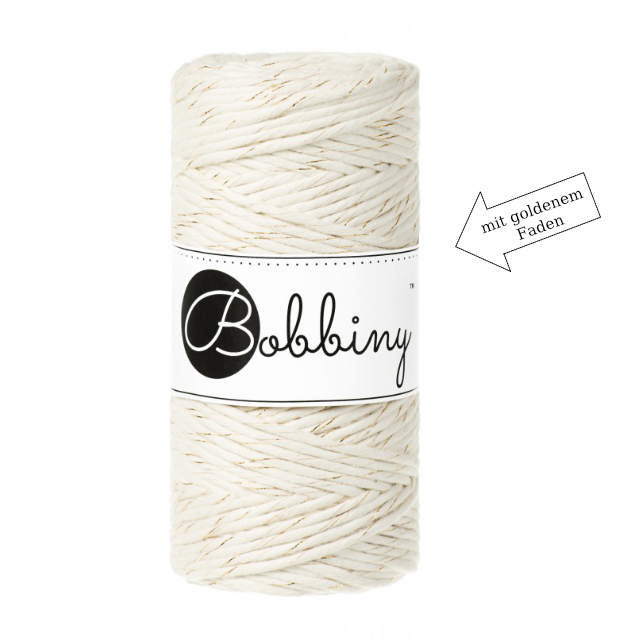 GOLDEN NATURAL Bobbiny Makramee Garn 3mm 100m GOLDEN NATURAL Bobbiny Makramee Garn 3mm 100m