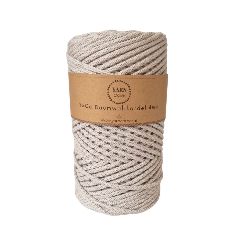 LEINEN Flechtkordel 4mm 100m Baumwollkordel 4mm hellbeige