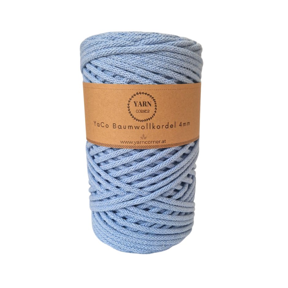 HELLBLAU Flechtkordel 4mm 100m YaCo Baumwollkordel 4mm hellblau