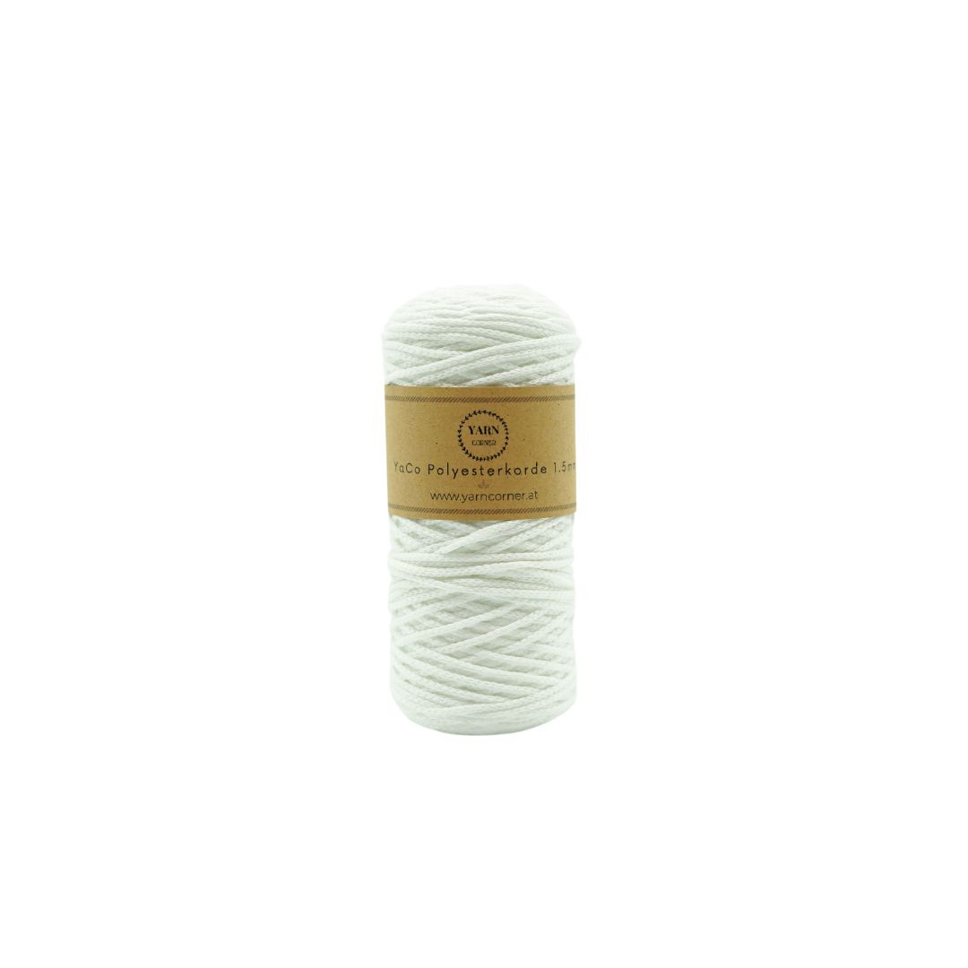 WEIß Polyester Ropegarn 1.5mm 100m Polyester Ropegarn 1.5mm Weiss 2