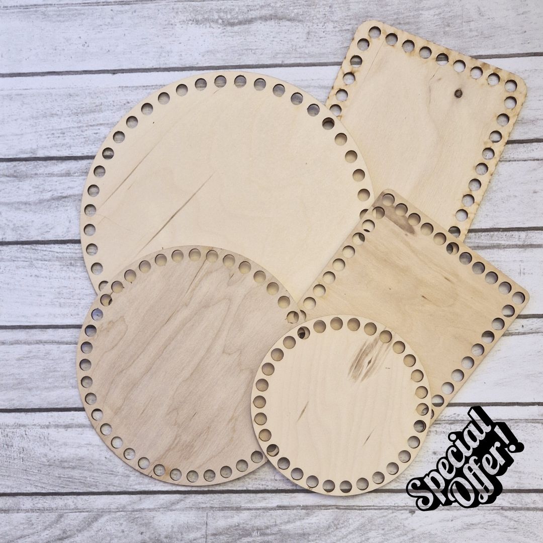 Holzboden zum Häkeln mit kleinen Unregelmäßigkeiten, Klasse 2 (Set, 5 Stk) Holzboden zum Häkeln Set