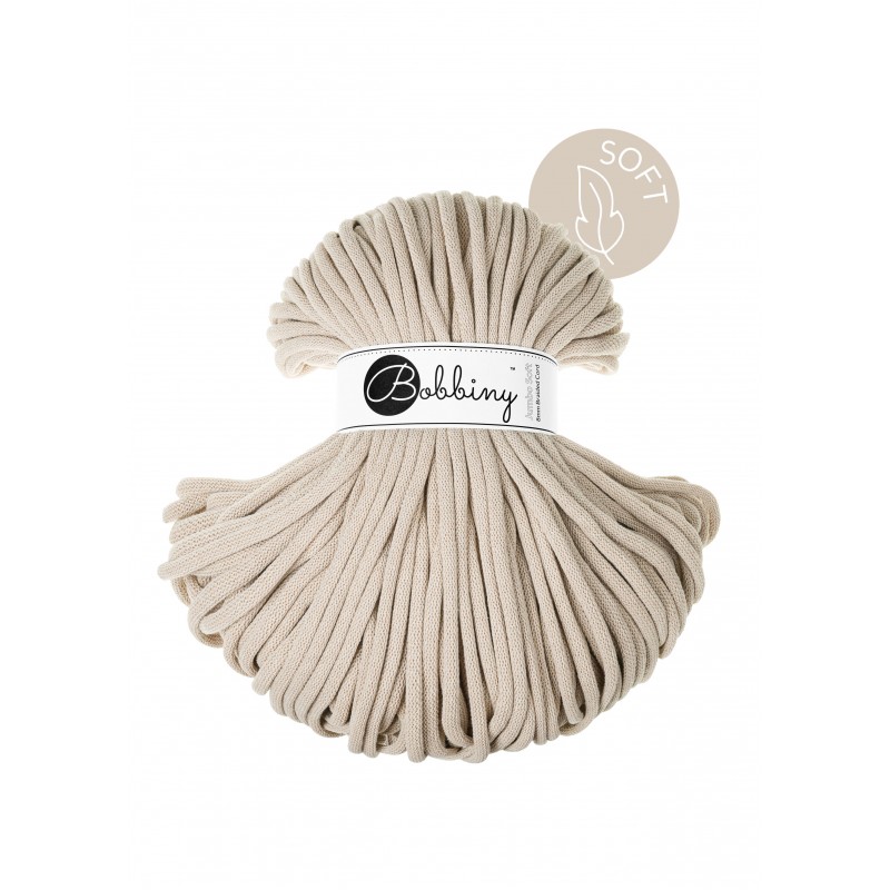 Bobbiny 8mm Baumwollkordel 100m – BEIGE Bobbiny 8mm Soft Beige